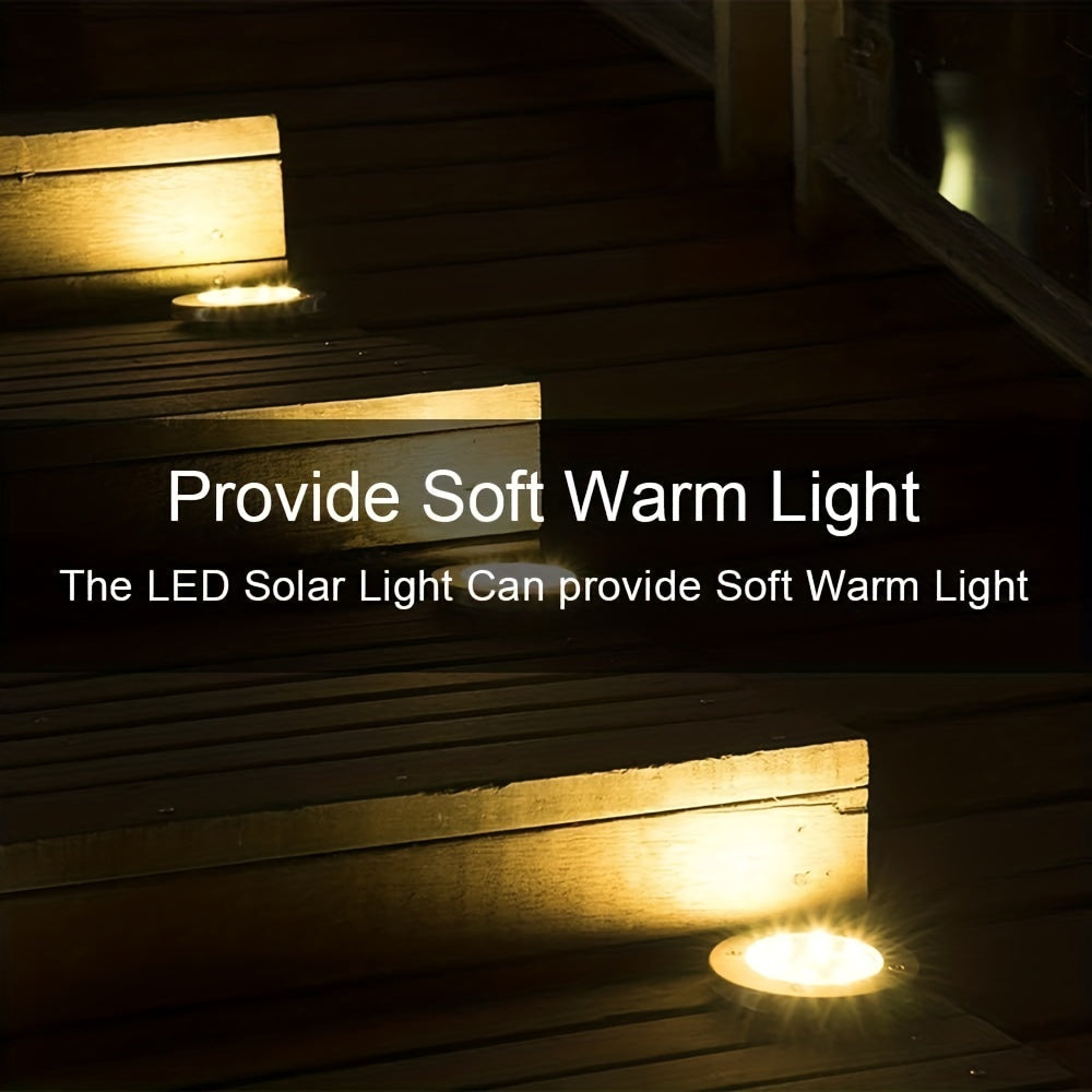 8 Pack LED Ground Spot Solar Lights, Outdoor Waterproof Landscape Lights, Solar Disk Lights, Waterproof Garden In-Ground Pathway Lights Landscape Lawn Lighting, Solar Energy Floor Lamp, 8 LED Solar Ground Lights, For Pathway