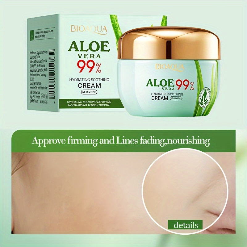 Aloe Vera Hydrating Face Cream - 50G, Moisturizing & Soothing For Soft, Radiant Skin, Enhances Elasticity, Reduces Dryness, Suitable For All Skin Types
