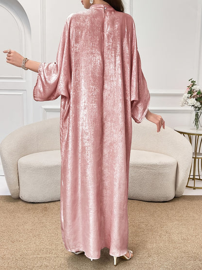 Solid Color Batwing Sleeve Long Dress