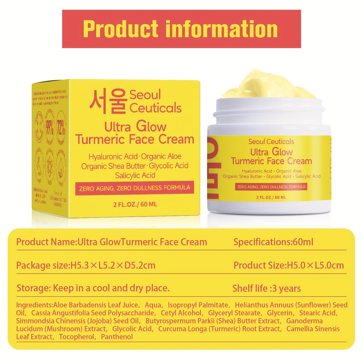4pcs Salicylic Acid Turmeric Face Cream, Contains Turmeric, Aloe Vera, Ganoderma Lucidum, Salicylic Acid, Deeply Moisturizes And Nourishes The Skin, Making It Look Non-greasy, Smooth And Moisturizing Cream 2.03oz/1pc, Ideal F