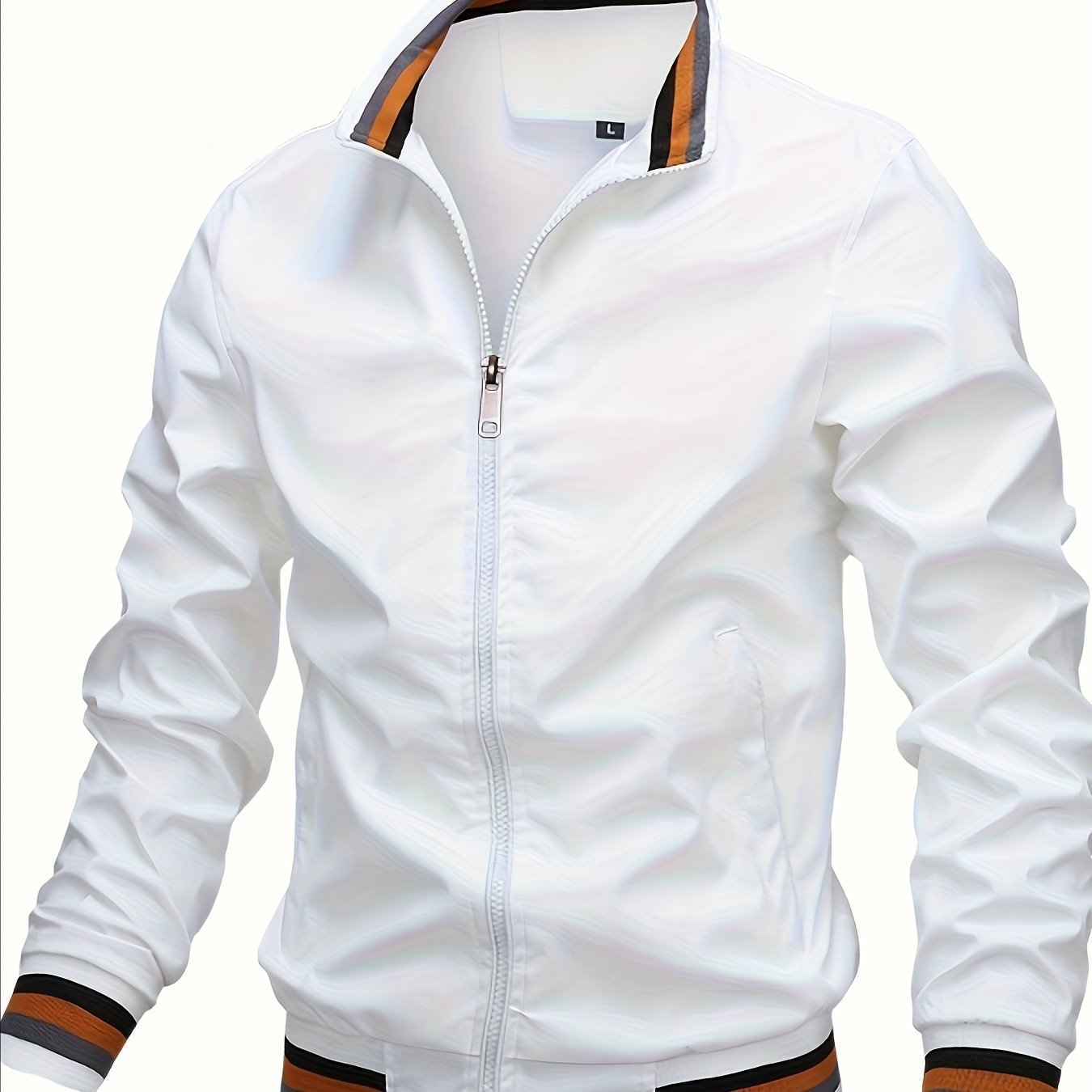 Men'S Retro Hip-Hop Baseball Jacket - Casual Sports Bomber with Stand Collar Zipper, Polyester Fabric - Perfect for Fall and Winter, Casual Weekend Wear, Casual Jacket|Hip Hop Style|Zippered Jacket
