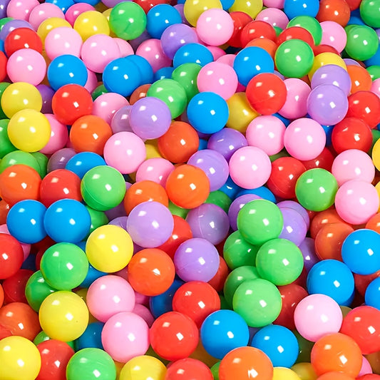 100pcs Candy-Colored Ocean Balls for Kids - Soft Plastic Spherical Toys, Assorted Vibrant Colors (Pink, Blue, Green, Yellow, Orange) - Durable & Safe for Ball Pits, Sensory Play & Motor Skills Development, Ball Pit Accessorie