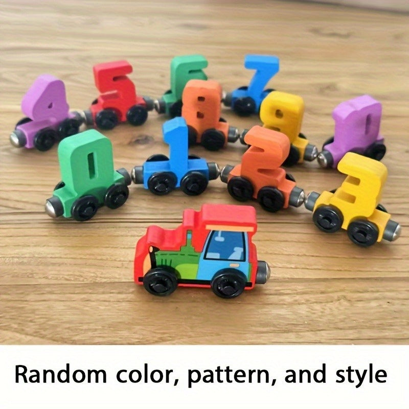 Magnetic Number Train Puzzle Wooden Toys - Educational Counting & Magnetic Learning for Youngsters, Colorful Building Blocks with Track Mat, Interactive Tabletop Game for Youngsters, Holiday Birthday Party Favors, Playful Des