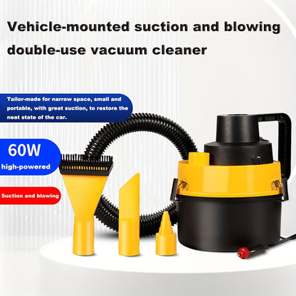 Large Capacity Vehicle Mounted Cylinder Style Double Use Bucket Vacuum Cleaner, Portable Multi Function Tool for Automobile Interior Cleaning