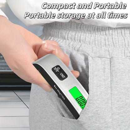 Compact 110lb/50kg Digital Luggage Scale with Backlight, Handheld Electronic Portable Weighing Device with Room Temperature Display, Battery Included, Ideal for Travel and Office Use, Travel Accessory | Sleek Design | Durable