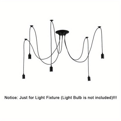Modern Chic Industrial Dining Chandelier - Adjustable DIY Lighting With 3/5/6/8 Heads - Antique Classic Ceiling Spider Lamp Light Pendant - Metal & Glass - For Dining Room, Kitchen, Restaurant - Perfect Gift for Housewarming