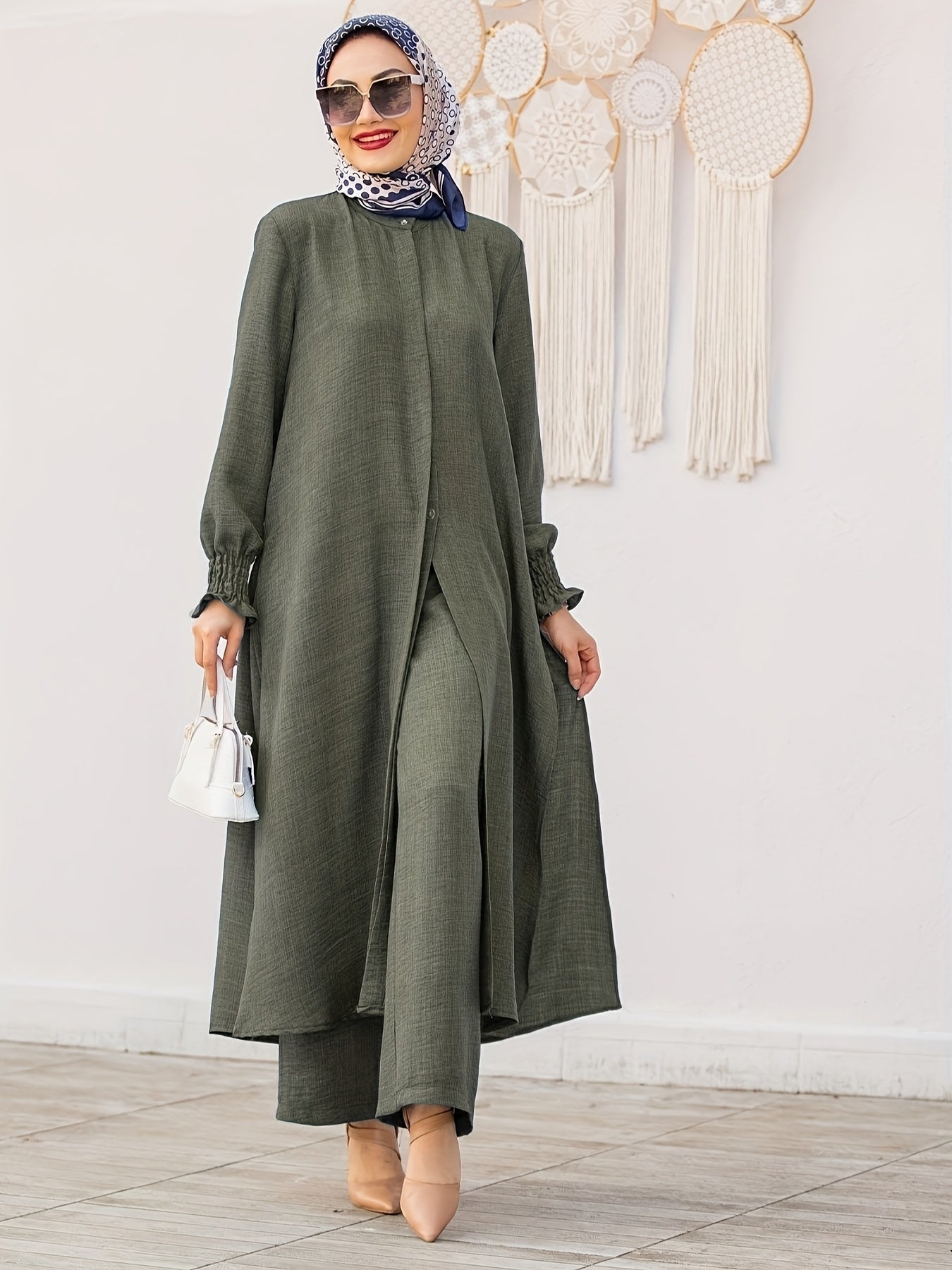Middle East Ramadan Elegant Pure Muslim Casual Pants Set - Fashionable and Comfortable Design, Perfect for Daily Wear