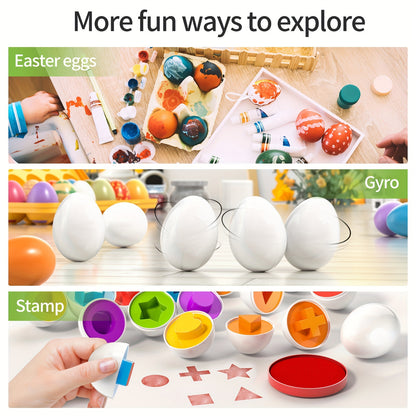 BABYHOME 12pcs Colorful Egg Shaped Jigsaw Puzzle Toy Set - Enhance Fine Motor Skills, Hand-Eye Coordination, And Early Learning for Toddlers And Preschoolers