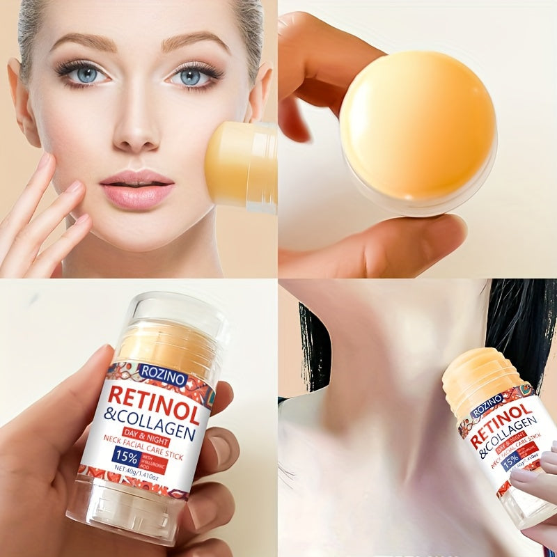 Rozino Retinol & Collagen Neck And Face Cream Stick, 40G - Deep Hydration For Soft, Firm Skin | Long-Lasting Moisture | Hypoallergenic With Glycerin | For All Skin Types