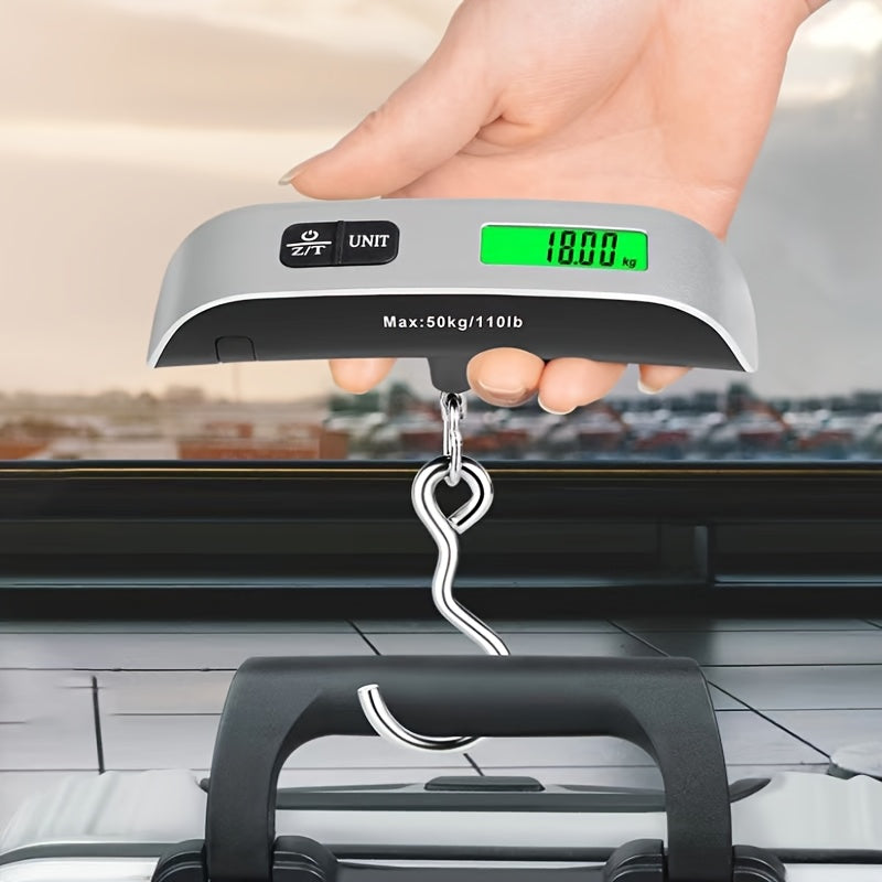 Compact 110lb/50kg Digital Luggage Scale with Backlight, Handheld Electronic Portable Weighing Device with Room Temperature Display, Battery Included, Ideal for Travel and Office Use, Travel Accessory | Sleek Design | Durable