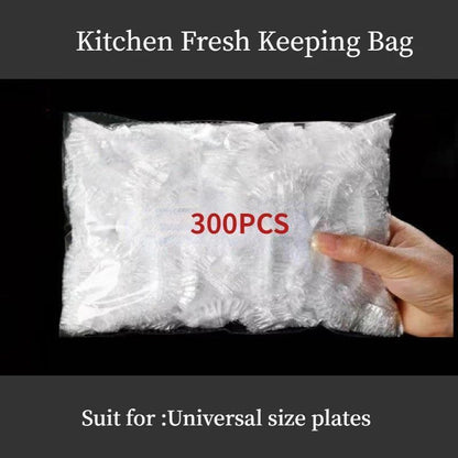 300pcs Elastic Plastic Food Wrap Covers – Reusable Stretch-to-Fit Food Preservation Bags for Bowls, Produce, and Fruits – Versatile Kitchen Storage Solution, BPA-Free Clear Plastic, Keep Fresh Accessories for Home Use