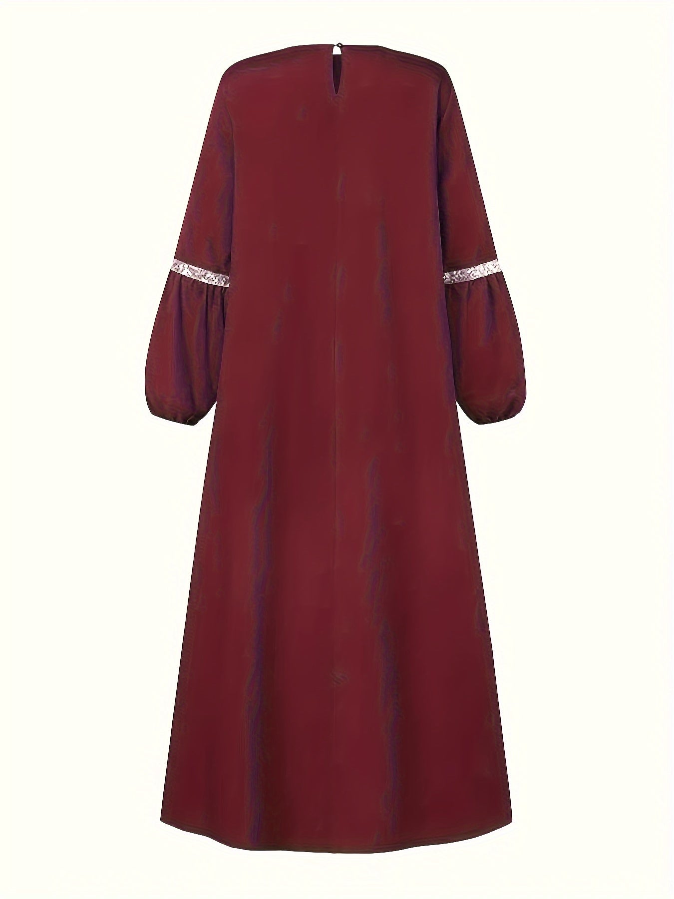 Middle Eastern Solid Color Long Sleeve Muslim Abaya Casual Sequined Dress