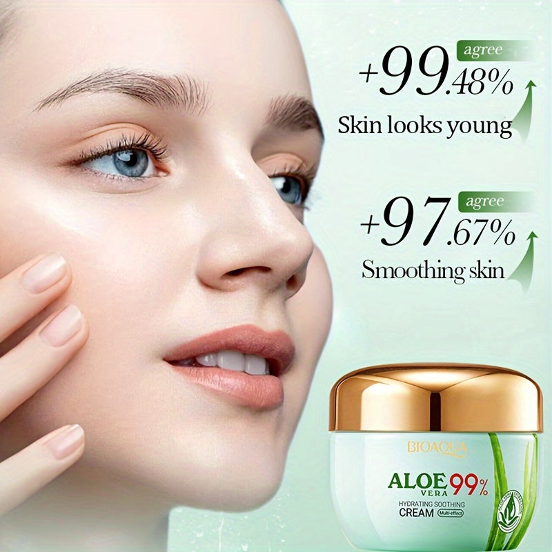 Aloe Vera Hydrating Face Cream - 50G, Moisturizing & Soothing For Soft, Radiant Skin, Enhances Elasticity, Reduces Dryness, Suitable For All Skin Types