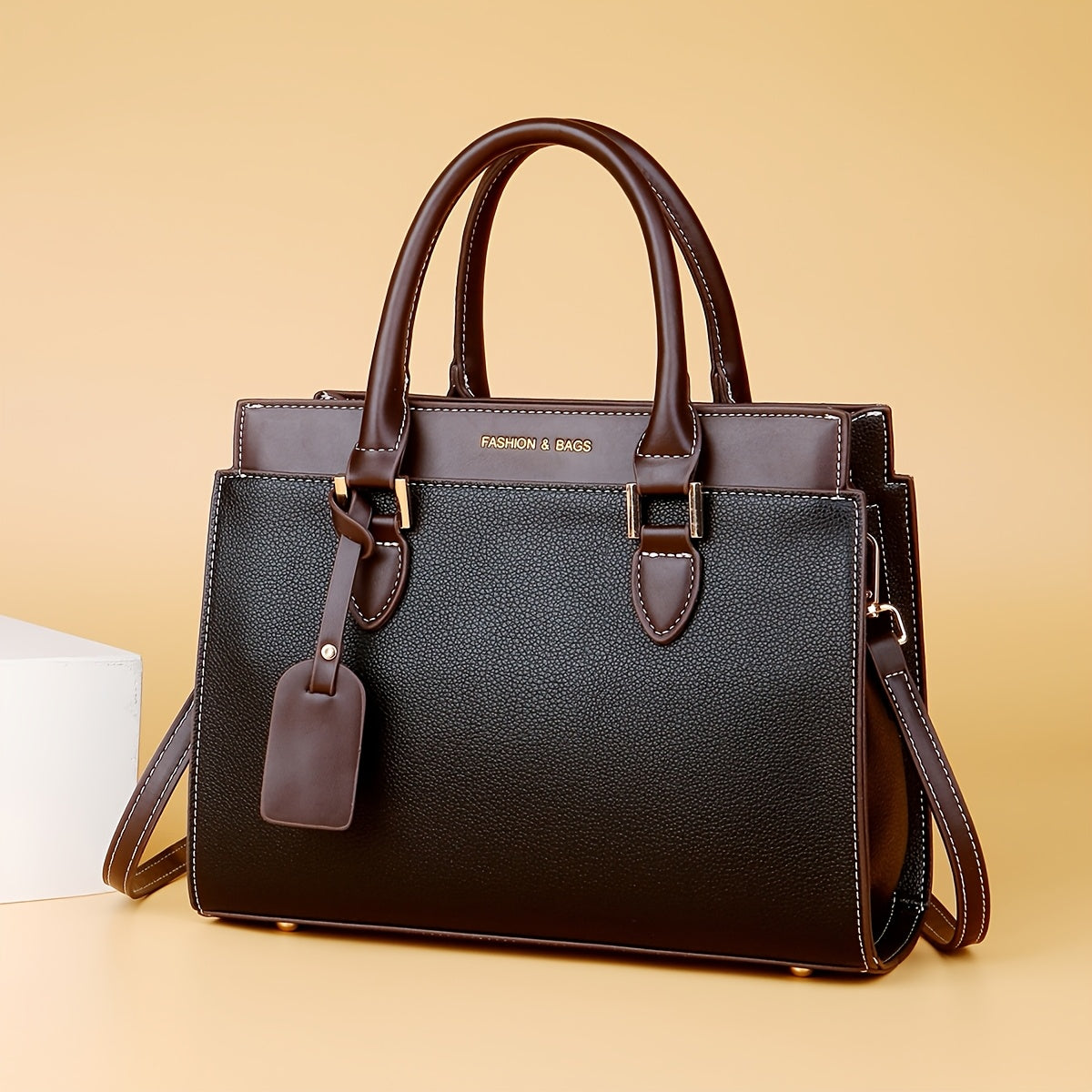 LABOONOO Women's Tote Bag - Sleek Minimalist Design with Adjustable Shoulder Strap & Zipper Closure, Spacious Handbag for Work, Travel, Everyday Use (Khaki/White/Blue/Black), Khaki Purse, Durable Polyester Lining