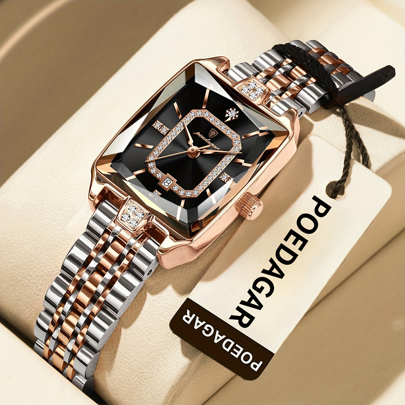 POEDAGAR Minimalist Luxury Women'S Watch - Elegant Stainless Steel Quartz Movement, 30m Waterproof, Date Display, Rectangular Dial for Daily Use & Gift Giving, Casual Chic Style, Quartz Watch, Sophisticated Timepiece