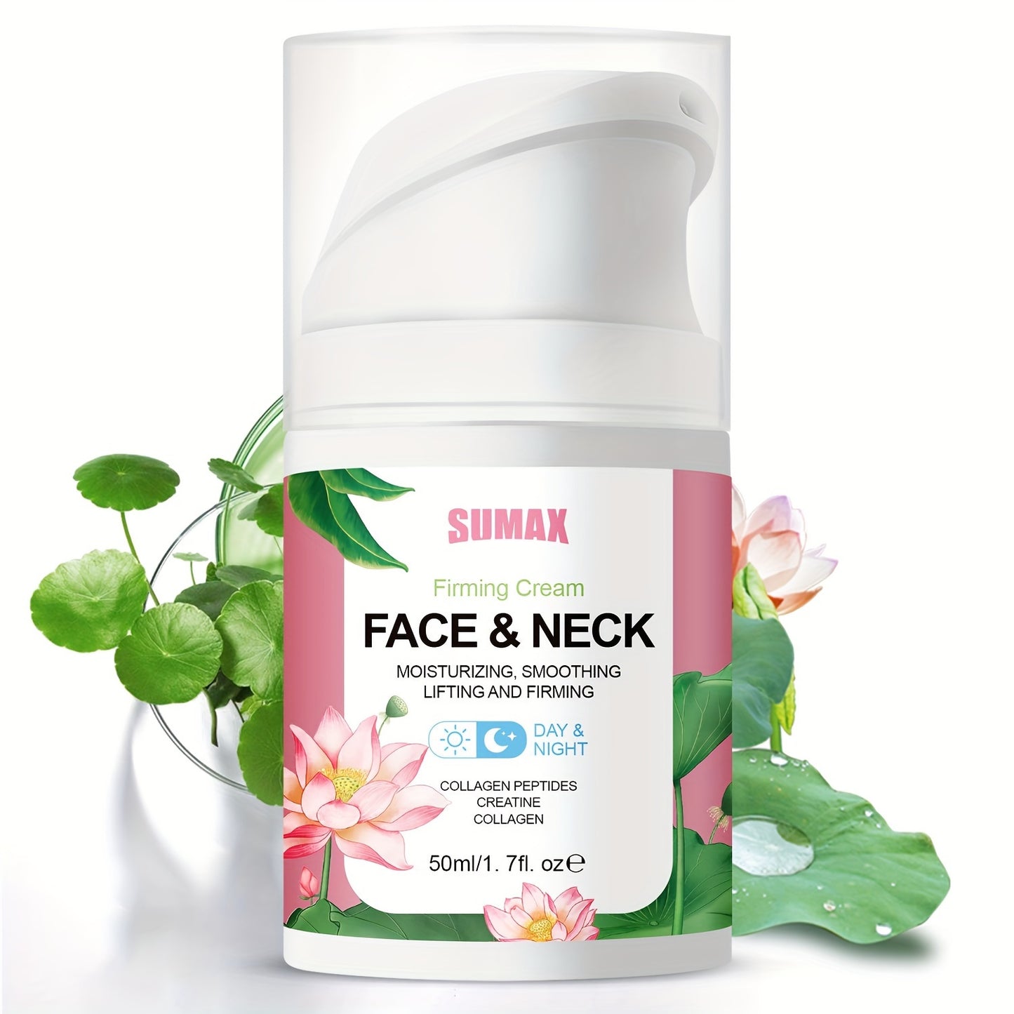 Sumax 1.69oz For Lotus Collagen Peptide Firming Face Cream - Contains Collagen, Retinol & Plant Squalane, Enhances Elasticity & Moisture For Smoother Skin, Alcohol-Free