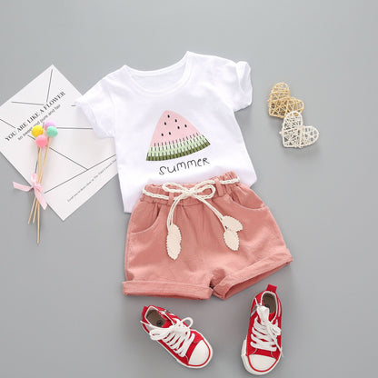 Ensemble de vêtements d'été pour bébés filles, T-Shirt et short mignons, 2 pièces/ensembles, tenues décontractées pour nourrissons, vêtements pour tout-petits, survêtements pour enfants, nouvelle collection