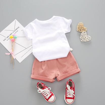 Ensemble de vêtements d'été pour bébés filles, T-Shirt et short mignons, 2 pièces/ensembles, tenues décontractées pour nourrissons, vêtements pour tout-petits, survêtements pour enfants, nouvelle collection