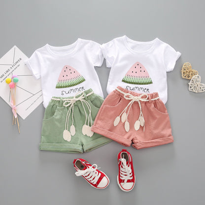 Ensemble de vêtements d'été pour bébés filles, T-Shirt et short mignons, 2 pièces/ensembles, tenues décontractées pour nourrissons, vêtements pour tout-petits, survêtements pour enfants, nouvelle collection