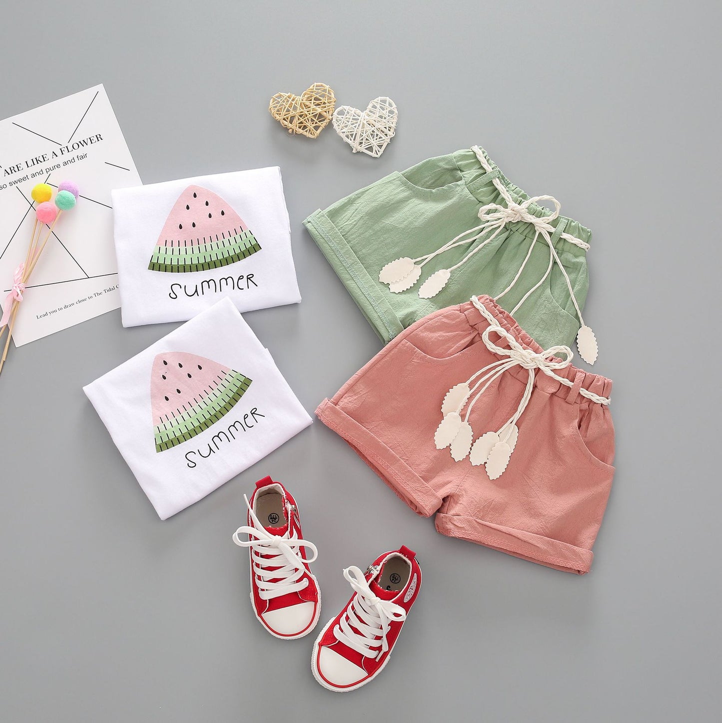 Ensemble de vêtements d'été pour bébés filles, T-Shirt et short mignons, 2 pièces/ensembles, tenues décontractées pour nourrissons, vêtements pour tout-petits, survêtements pour enfants, nouvelle collection
