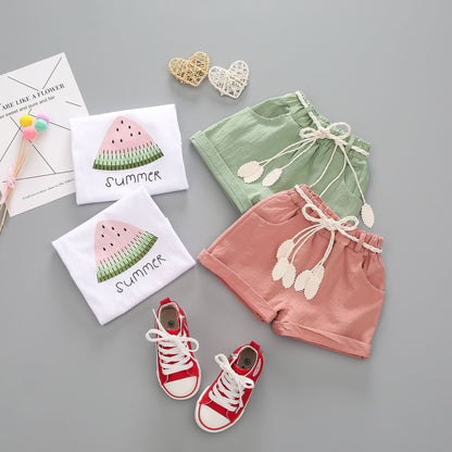 Ensemble de vêtements d'été pour bébés filles, T-Shirt et short mignons, 2 pièces/ensembles, tenues décontractées pour nourrissons, vêtements pour tout-petits, survêtements pour enfants, nouvelle collection