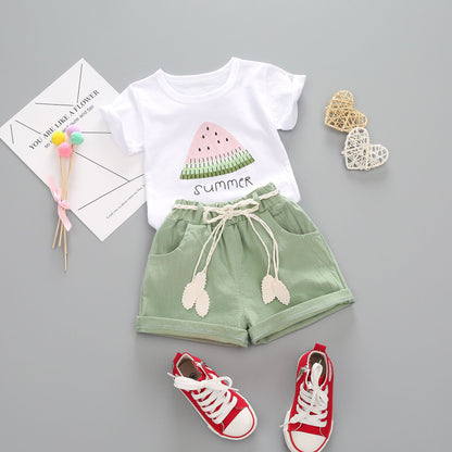 Ensemble de vêtements d'été pour bébés filles, T-Shirt et short mignons, 2 pièces/ensembles, tenues décontractées pour nourrissons, vêtements pour tout-petits, survêtements pour enfants, nouvelle collection