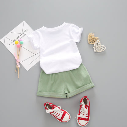 Ensemble de vêtements d'été pour bébés filles, T-Shirt et short mignons, 2 pièces/ensembles, tenues décontractées pour nourrissons, vêtements pour tout-petits, survêtements pour enfants, nouvelle collection