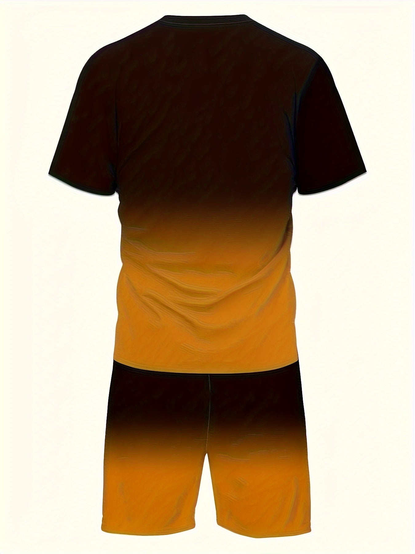 2pcs 2-Piece Gradient Summer Men's Set: Round Neck T-shirt & Elastic Waist Shorts with Pockets