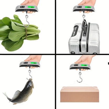 Compact 110lb/50kg Digital Luggage Scale with Backlight, Handheld Electronic Portable Weighing Device with Room Temperature Display, Battery Included, Ideal for Travel and Office Use, Travel Accessory | Sleek Design | Durable