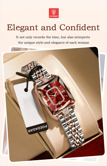 POEDAGAR Minimalist Luxury Women'S Watch - Elegant Stainless Steel Quartz Movement, 30m Waterproof, Date Display, Rectangular Dial for Daily Use & Gift Giving, Casual Chic Style, Quartz Watch, Sophisticated Timepiece