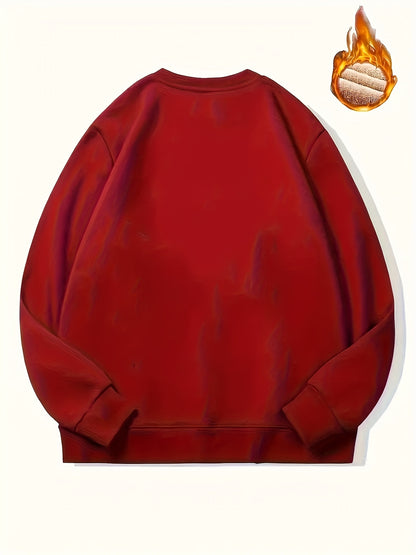 Men's Thermal Insulated Sweatshirt - Heavyweight Layering Base Layer for Winter, Indoor/Outdoor Cold Weather Clothing - Machine Washable Round Neck Pullover, Winter Sweaters, Indoor Warmth, Simple Design, Comfortable Fit, Pul