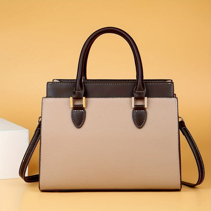 LABOONOO Women's Tote Bag - Sleek Minimalist Design with Adjustable Shoulder Strap & Zipper Closure, Spacious Handbag for Work, Travel, Everyday Use (Khaki/White/Blue/Black), Khaki Purse, Durable Polyester Lining