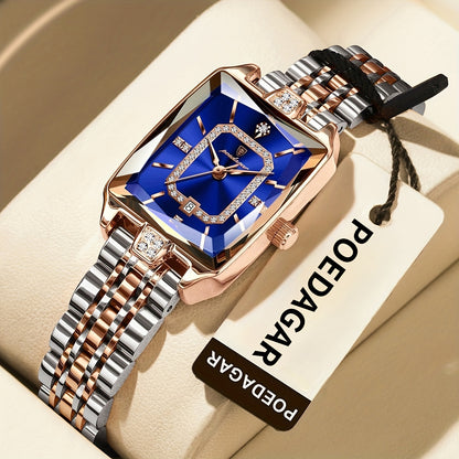 POEDAGAR Minimalist Luxury Women'S Watch - Elegant Stainless Steel Quartz Movement, 30m Waterproof, Date Display, Rectangular Dial for Daily Use & Gift Giving, Casual Chic Style, Quartz Watch, Sophisticated Timepiece