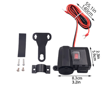 12V High-Speed Motorcycle Charger - Automobile Chargers with Digital Display, Dual USB Ports, and Intelligent Overcharge Protection - Fast and Safe Car Phone Charging Accessory