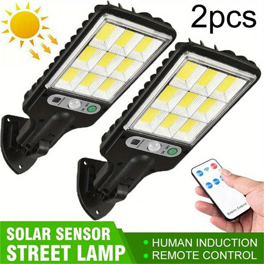 2pcs Solar-Powered Motion Sensor Security Lights - Wireless Remote Control, Energy-Efficient, Waterproof, Durable Pathway Lighting for Garden, Garage, Yard, Backyard, Patio - Easy Installation, Long-Lasting Battery Life