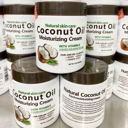 Coconut Oil Moisturizing Cream 1PC - Hydrating Face Cream with Vitamin C and Glycerin for Combination, All Skin Types - Pore Minimizer, Formaldehyde-Free, Rich in Coconut Main Ingredient - Vitamin E Enriched for Elbows, Body,