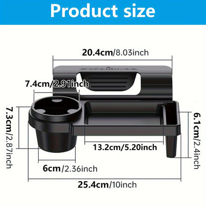 Multi-Functional Car Organizer with Cup Holder and Phone Slot – Vehicle Door Side Storage Box for Drinks, Snacks, and Small Items – Plastic Automobile Interior Accessory, No Electricity Needed