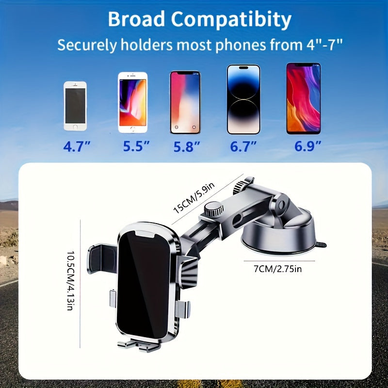 2024 Upgraded Robotic Car Phone Holder - Accessories Automobile Accessories - Long Arm Suction Cup Mount with Strong Grip, Anti-Shake Stability, and Wide Compatibility for All Mobile Phones and Android Smartphones, Easy Dashb