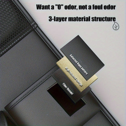 1Pc Genuine Leather Folding Table Automobile Storage Bag, Strong Support Plate, Car Seat Rear Hanging Storage Bag, Car Interior