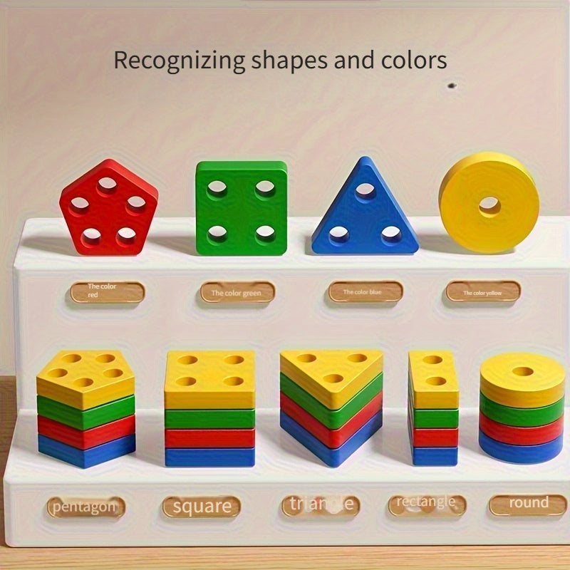 Youngsters Educational Building Blocks Toy Geometric Stacking Matching Shapes Color Recognition Pairing Early Learning Fine Motor Skills Classification