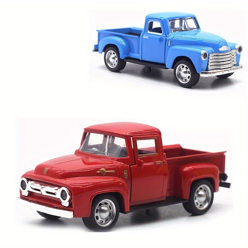 Simulation 1:32 Alloy Vintage Pickup Truck Model Children'S Toys Automobile Pendulum Parts Huili Car Model Boy Toys Christmas, Halloween Gift