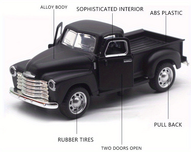Simulation 1:32 Alloy Vintage Pickup Truck Model Children'S Toys Automobile Pendulum Parts Huili Car Model Boy Toys Christmas, Halloween Gift