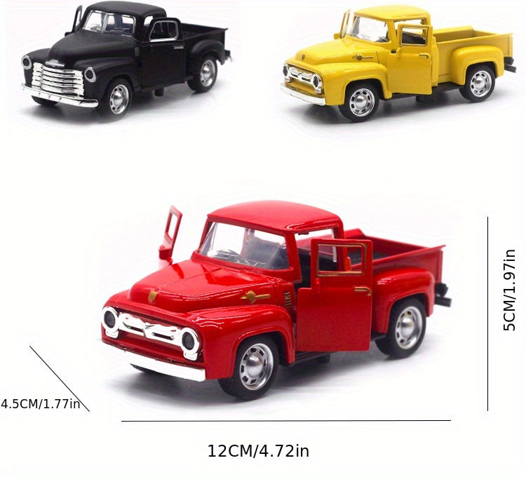 Simulation 1:32 Alloy Vintage Pickup Truck Model Children'S Toys Automobile Pendulum Parts Huili Car Model Boy Toys Christmas, Halloween Gift