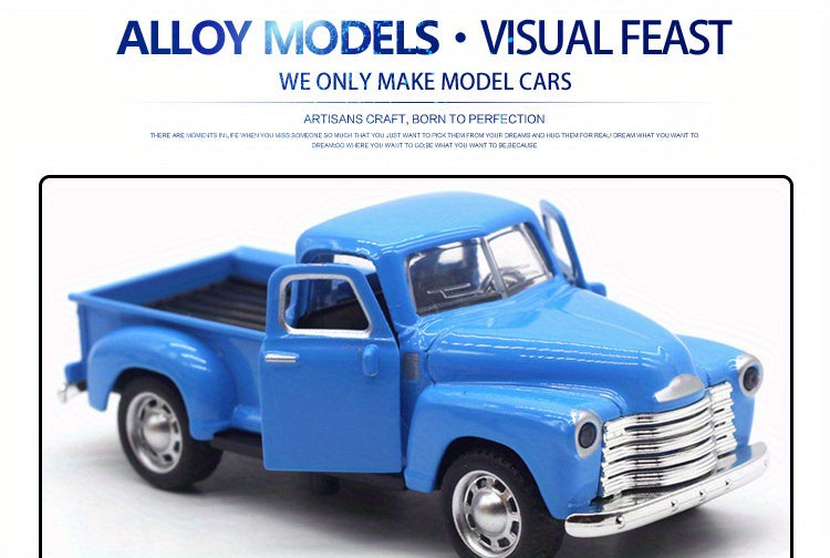 Simulation 1:32 Alloy Vintage Pickup Truck Model Children'S Toys Automobile Pendulum Parts Huili Car Model Boy Toys Christmas, Halloween Gift