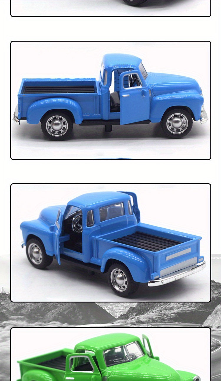 Simulation 1:32 Alloy Vintage Pickup Truck Model Children'S Toys Automobile Pendulum Parts Huili Car Model Boy Toys Christmas, Halloween Gift