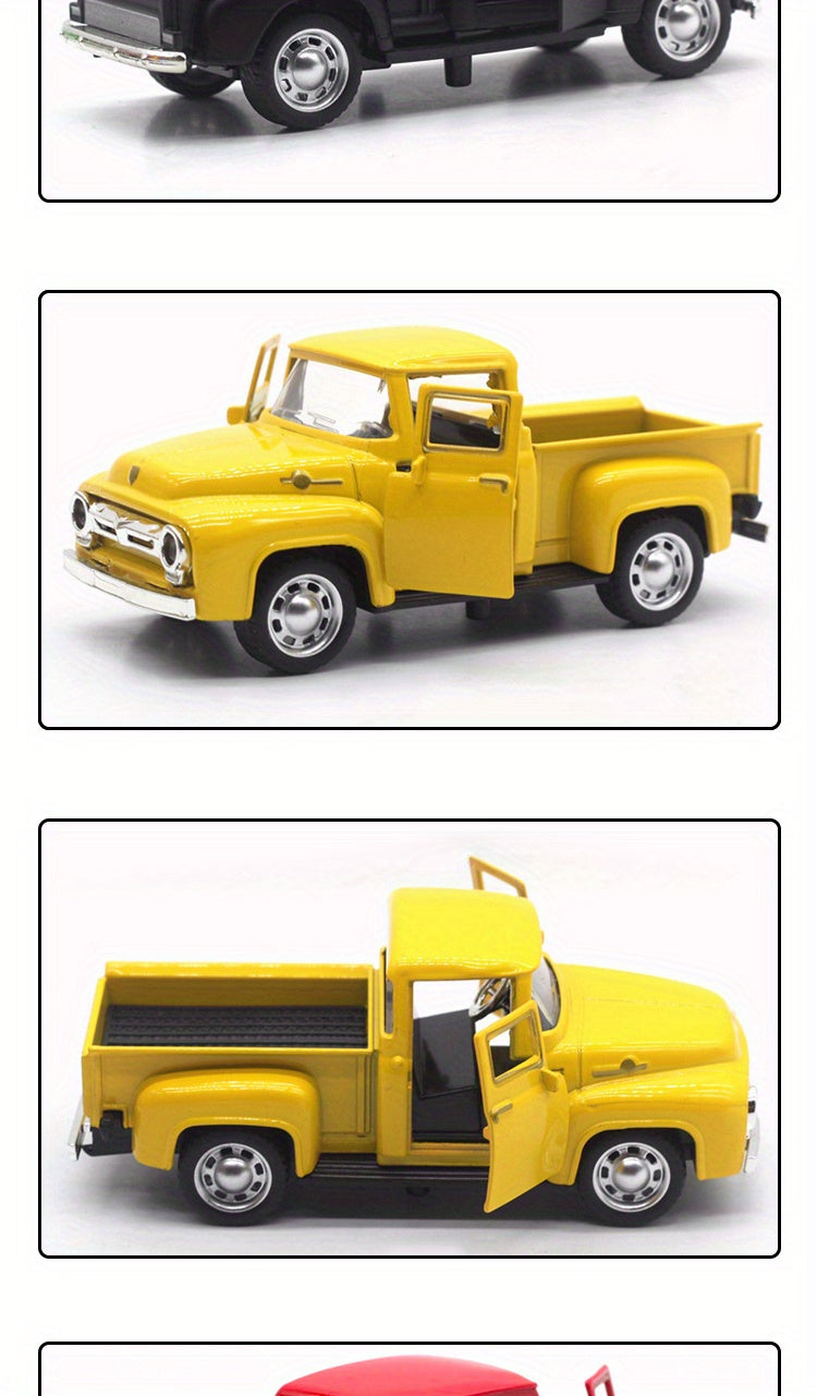 Simulation 1:32 Alloy Vintage Pickup Truck Model Children'S Toys Automobile Pendulum Parts Huili Car Model Boy Toys Christmas, Halloween Gift