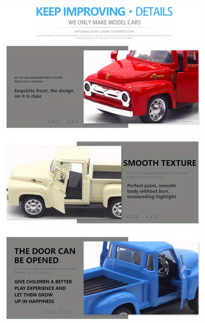 Simulation 1:32 Alloy Vintage Pickup Truck Model Children'S Toys Automobile Pendulum Parts Huili Car Model Boy Toys Christmas, Halloween Gift