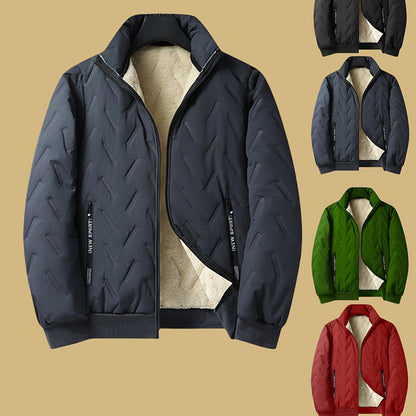 Two-Tone! 1pc Men's Autumn/Winter Thickened Hooded Jacket, Essential Winter Coat with Fleece Lining – Windproof & Warm Casual Workwear for Daily Outings, Commuting, Outdoor Activities, and Sports