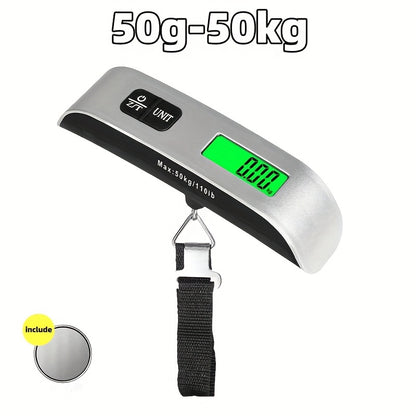 Compact 110lb/50kg Digital Luggage Scale with Backlight, Handheld Electronic Portable Weighing Device with Room Temperature Display, Battery Included, Ideal for Travel and Office Use, Travel Accessory | Sleek Design | Durable