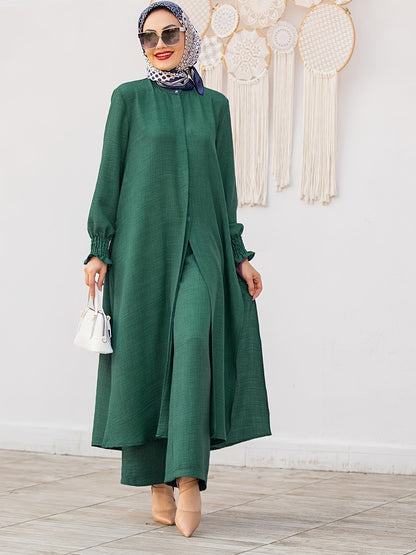 Middle East Ramadan Elegant Pure Muslim Casual Pants Set - Fashionable and Comfortable Design, Perfect for Daily Wear